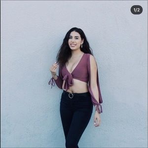 Purple long sleeve open sides top